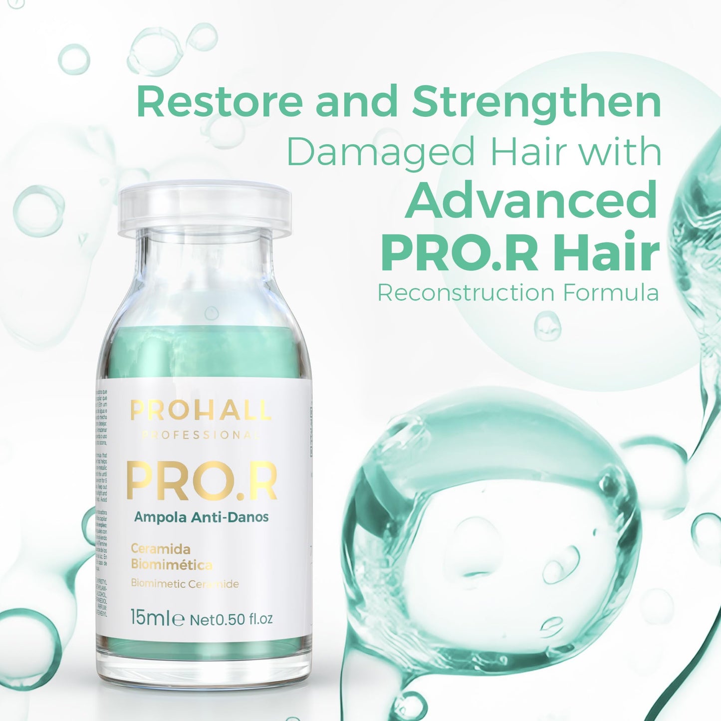 Ampolla Para el Cabello Maltratado Y Seco-Deep Conditioning Hair Mask for Damaged Hair - Pro R Brazilian Hair Protein Treatment for Blondes- Deep Conditioner for Dry Damaged Hair-Prohall 0.50 FLOz